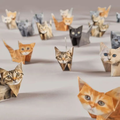 Easy DIY Paper Cats Kit - Guided Lines & Instructions Included