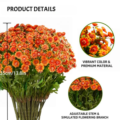 Artificial Outdoor Sunset Mums Flowers - UV resistant, Waterproof, Windproof