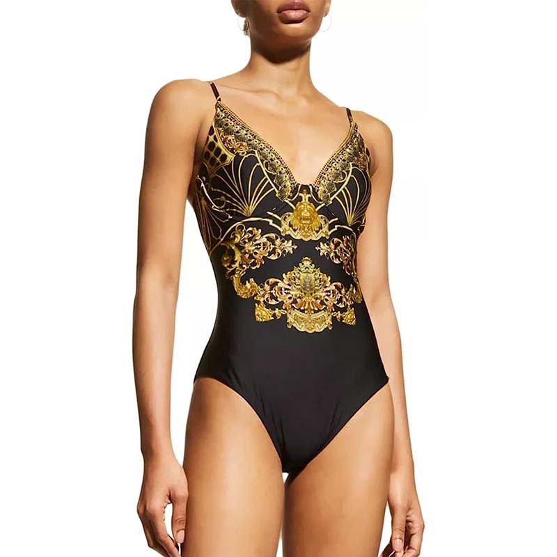 Vintage Floral Print Swimsuit And Apron - F386
