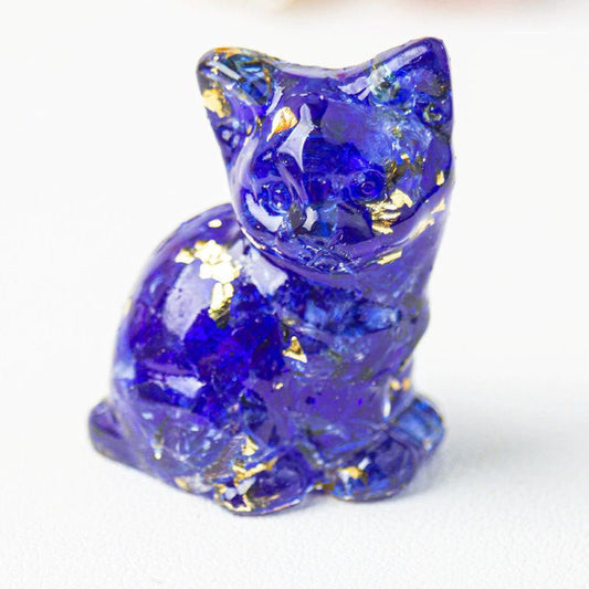 Blue Glaze - Handmade Natural Crystal Gemstone Sitting Cat