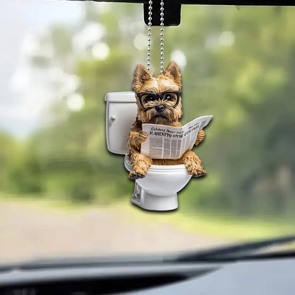 Cairn Terrier - Dog Sitting On Toilet Ornament  OT032