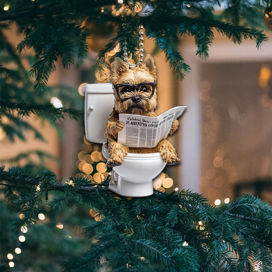 Cairn Terrier - Dog Sitting On Toilet Ornament  OT032