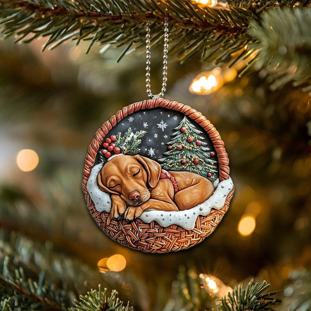 Vizsla In Mini Basket Ornament - MB032