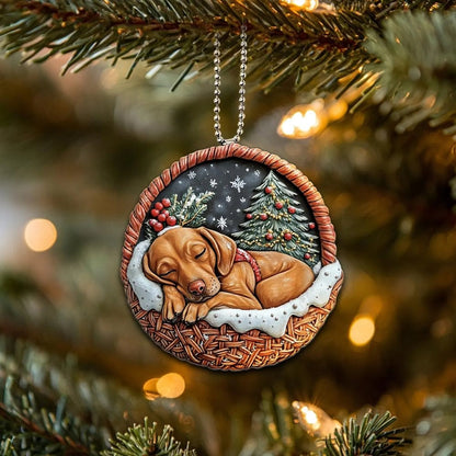 Vizsla In Mini Basket Ornament - MB032