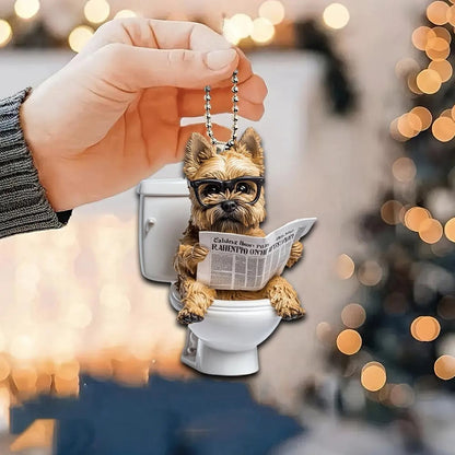 Cairn Terrier - Dog Sitting On Toilet Ornament  OT032