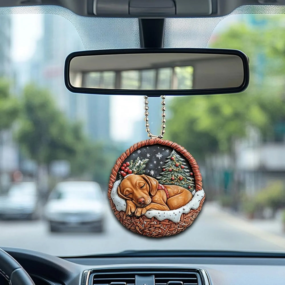 Vizsla In Mini Basket Ornament - MB032