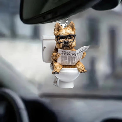 Cairn Terrier - Dog Sitting On Toilet Ornament  OT032