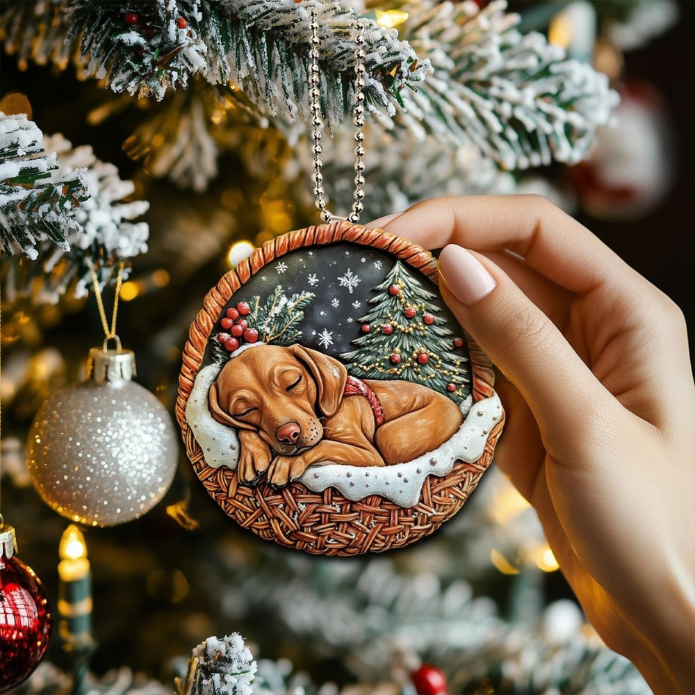 Vizsla In Mini Basket Ornament - MB032