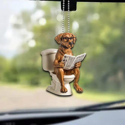 Rhodesian Ridgeback - Dog Sitting On Toilet Ornament  OT033
