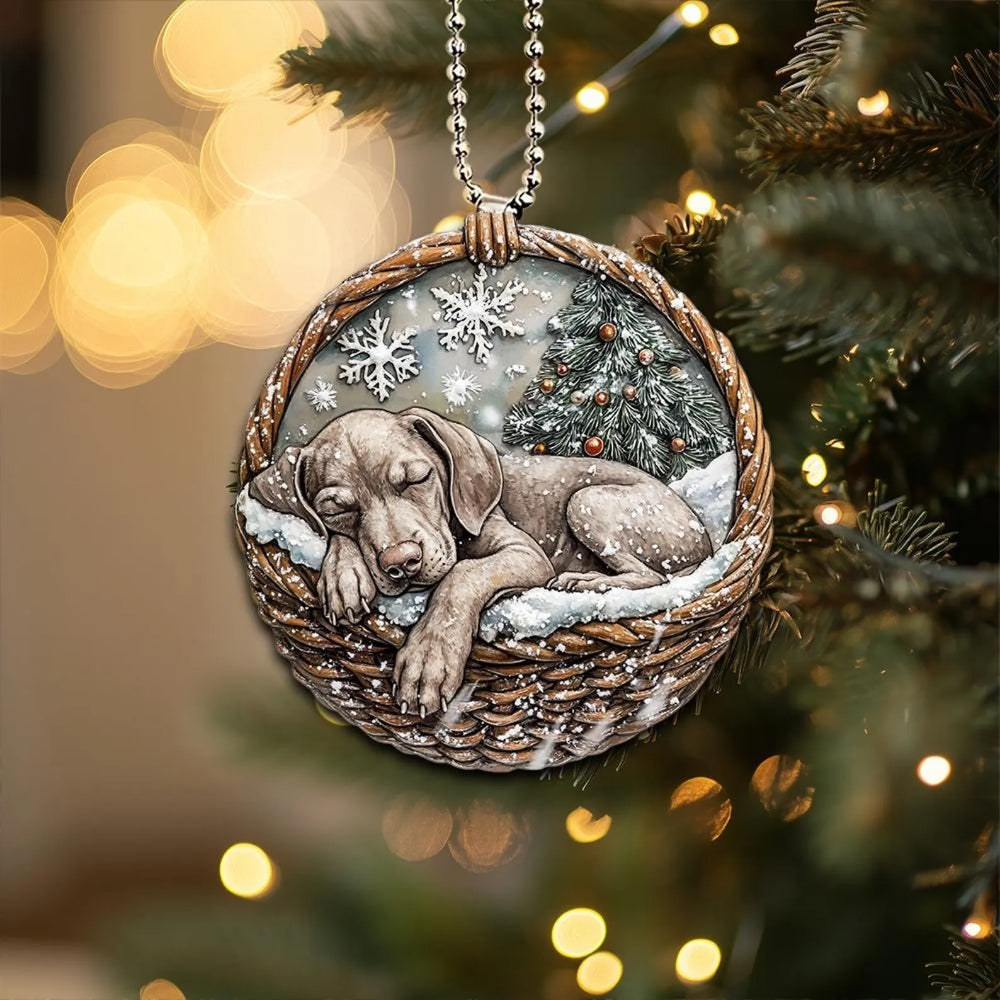 Weimaraner In Mini Basket Ornament - MB033