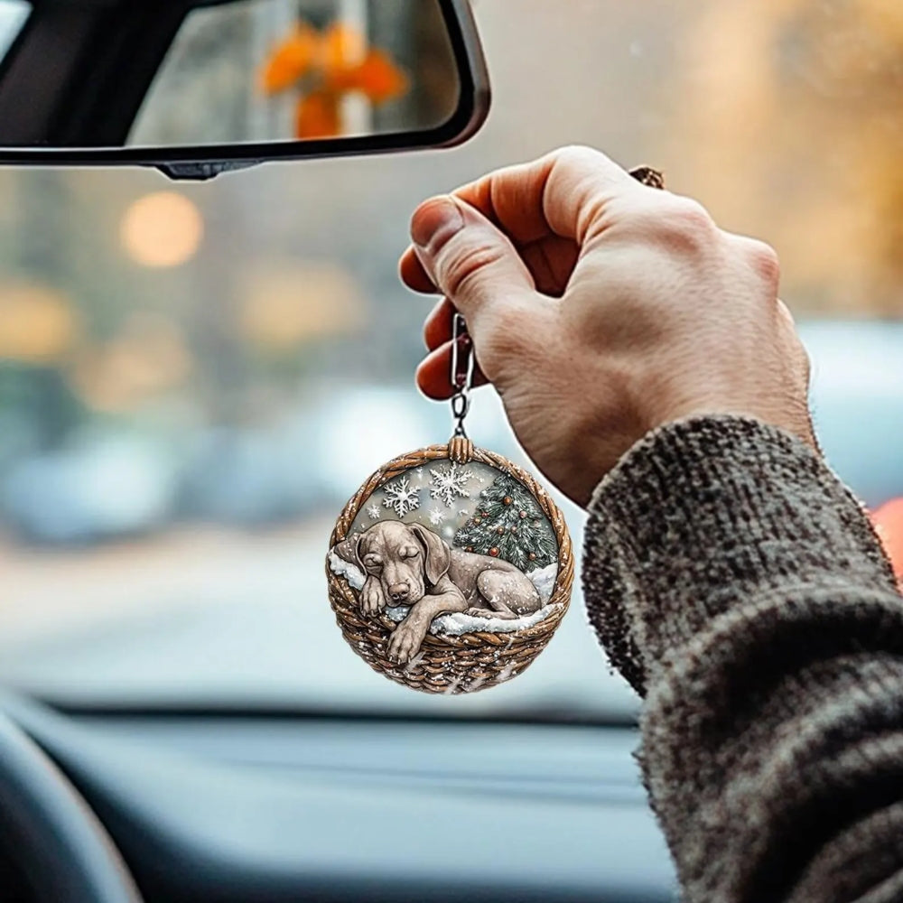Weimaraner In Mini Basket Ornament - MB033