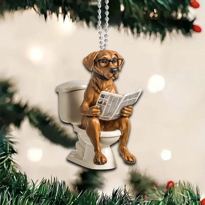 Rhodesian Ridgeback - Dog Sitting On Toilet Ornament  OT033