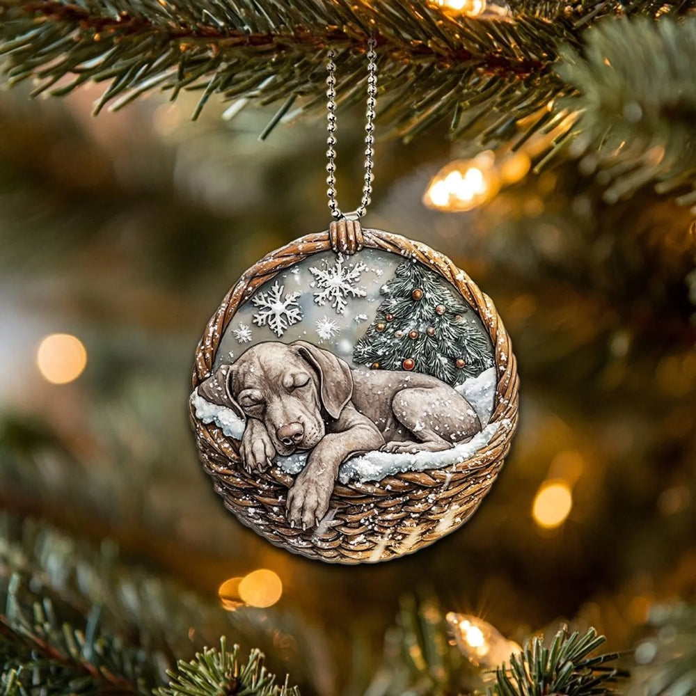 Weimaraner In Mini Basket Ornament - MB033