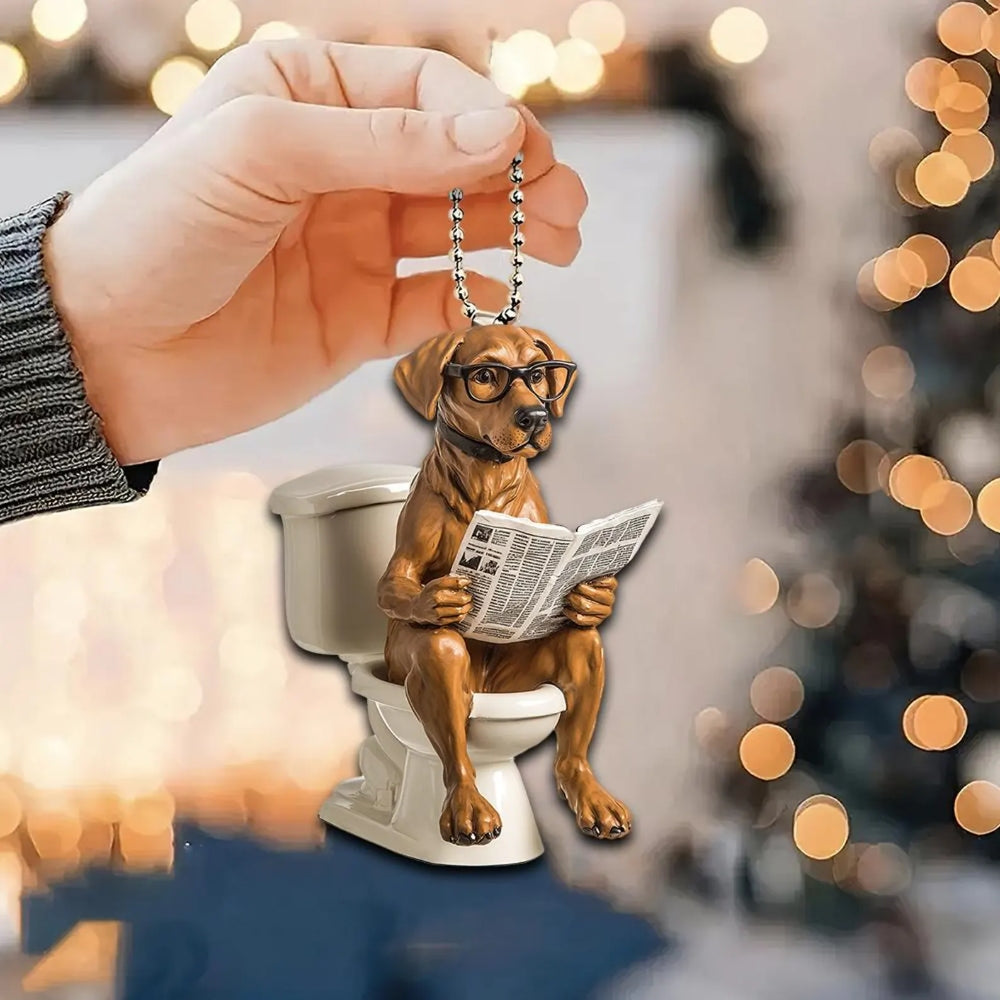 Rhodesian Ridgeback - Dog Sitting On Toilet Ornament  OT033