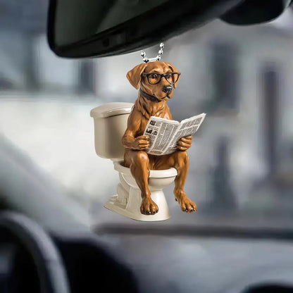 Rhodesian Ridgeback - Dog Sitting On Toilet Ornament  OT033