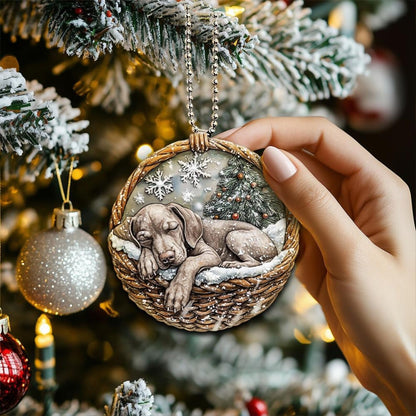 Weimaraner In Mini Basket Ornament - MB033