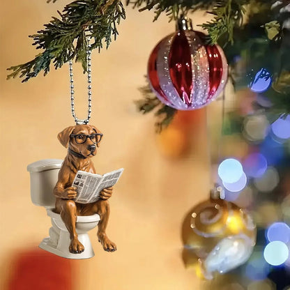 Rhodesian Ridgeback - Dog Sitting On Toilet Ornament  OT033