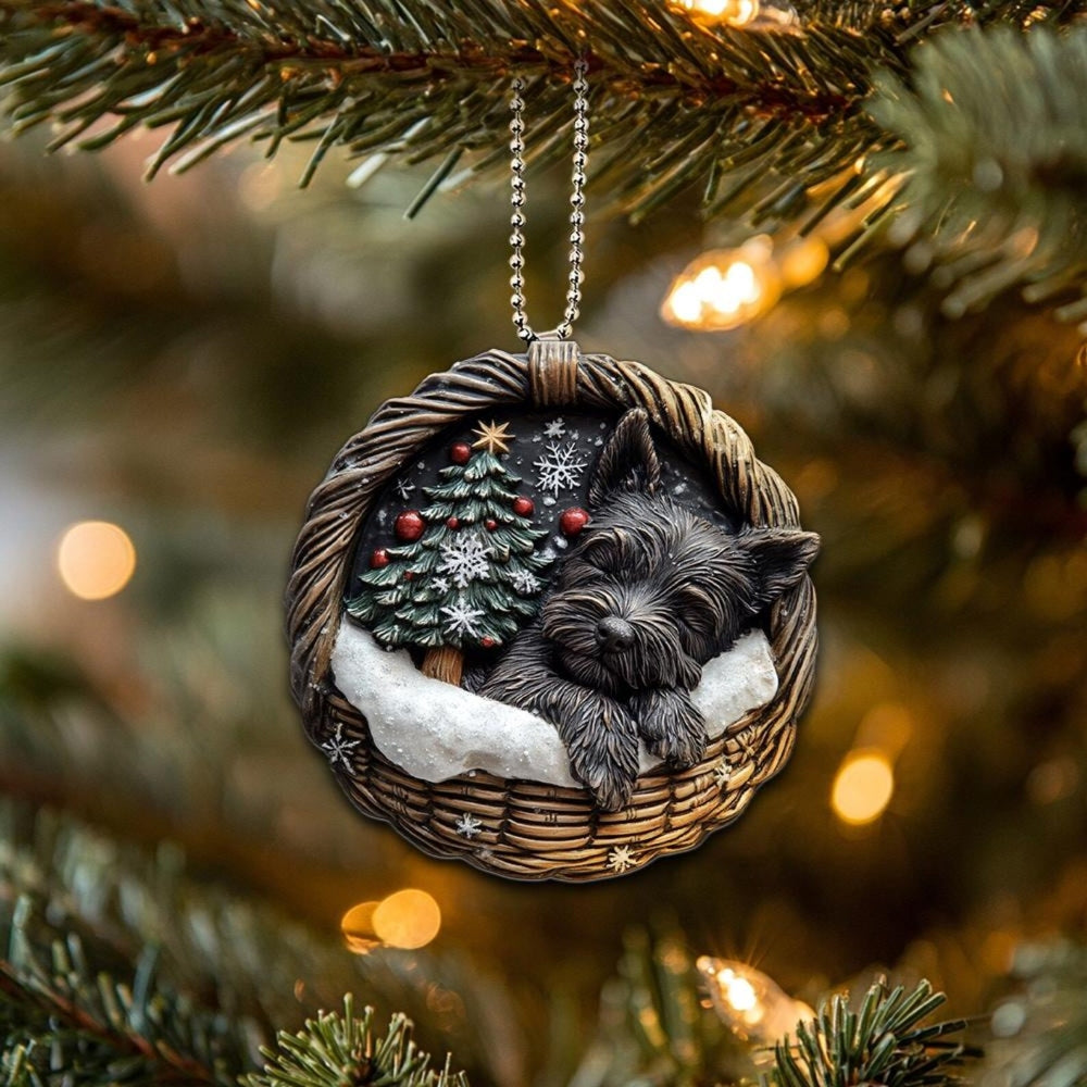 Scottish Terrier In Mini Basket Ornament - MB034