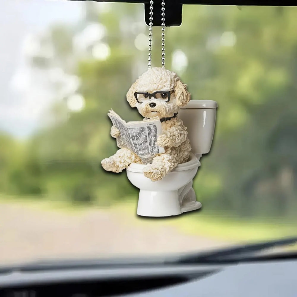 Maltipoo - Dog Sitting On Toilet Ornament  OT035