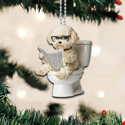 Maltipoo - Dog Sitting On Toilet Ornament  OT035