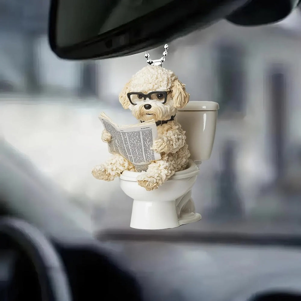 Maltipoo - Dog Sitting On Toilet Ornament  OT035