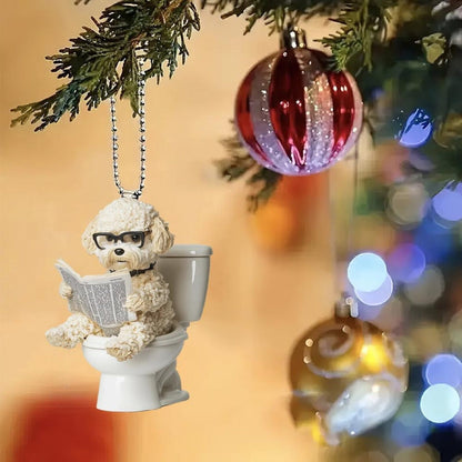 Maltipoo - Dog Sitting On Toilet Ornament  OT035