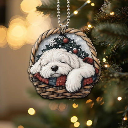 Old English Sheepdog In Mini Basket Ornament - MB036