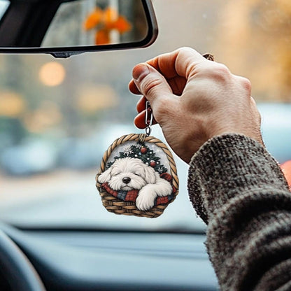 Old English Sheepdog In Mini Basket Ornament - MB036