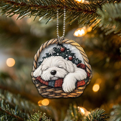 Old English Sheepdog In Mini Basket Ornament - MB036