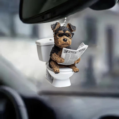 Welsh Terrier - Dog Sitting On Toilet Ornament  OT037