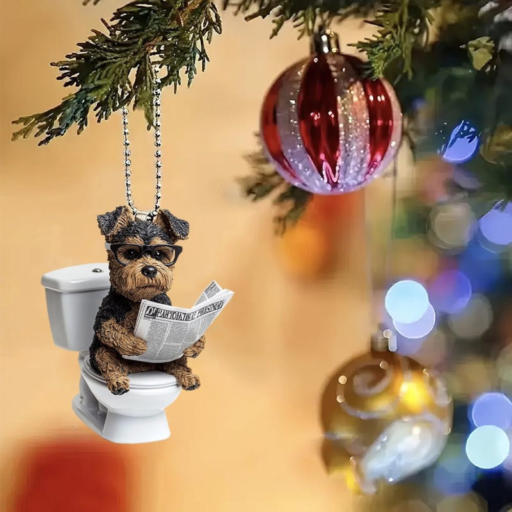 Welsh Terrier - Dog Sitting On Toilet Ornament  OT037