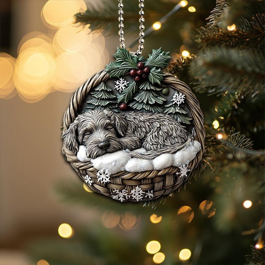 Irish Wolfhound Dog In Mini Basket Ornament - MB038