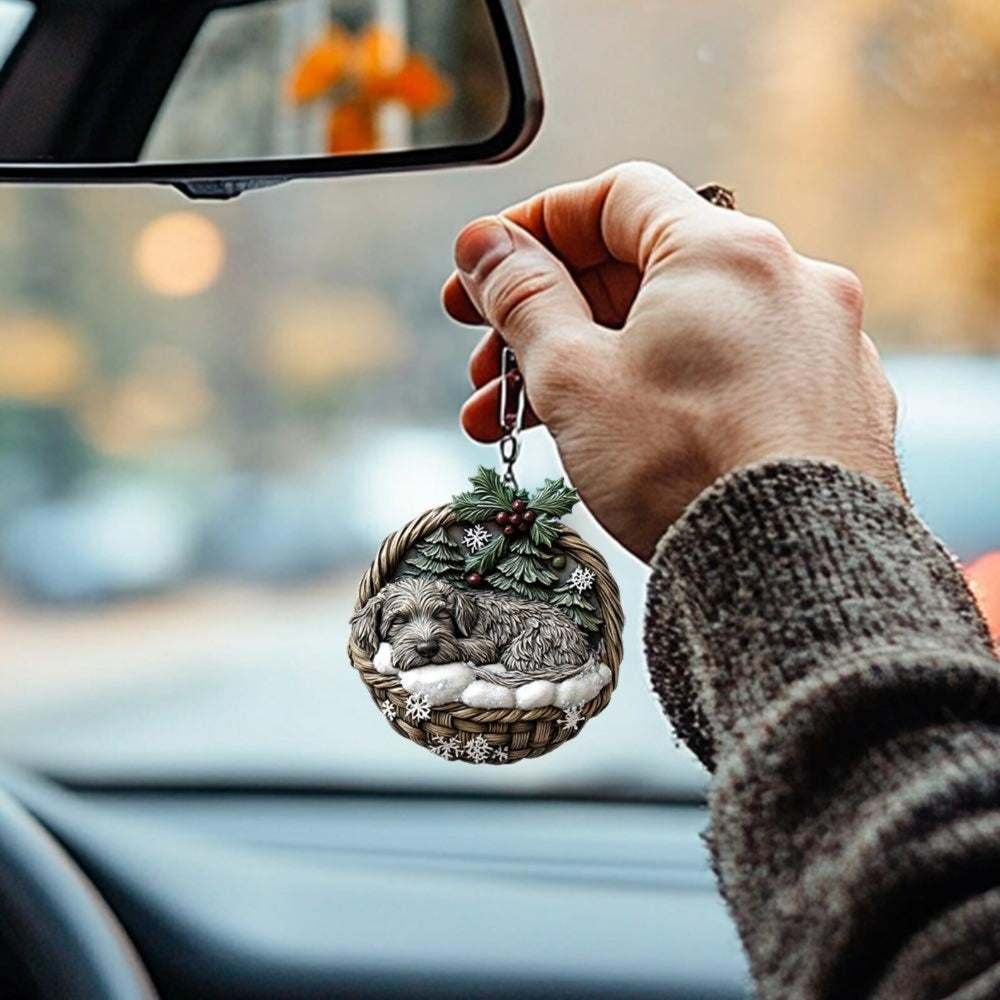 Irish Wolfhound Dog In Mini Basket Ornament - MB038