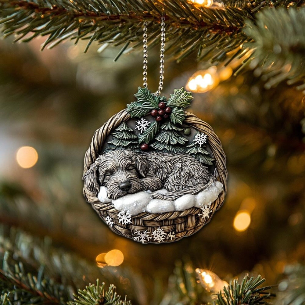 Irish Wolfhound Dog In Mini Basket Ornament - MB038