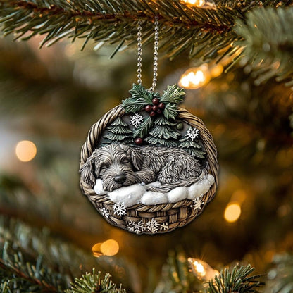 Irish Wolfhound Dog In Mini Basket Ornament - MB038