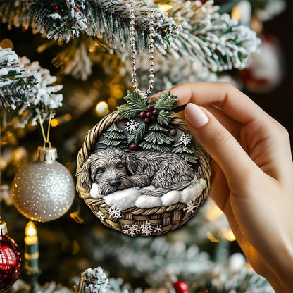 Irish Wolfhound Dog In Mini Basket Ornament - MB038