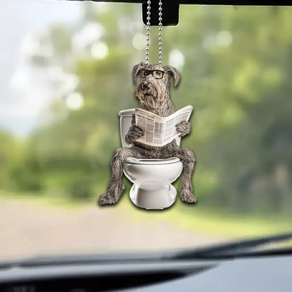 Irish Wolfhound - Dog Sitting On Toilet Ornament  OT039