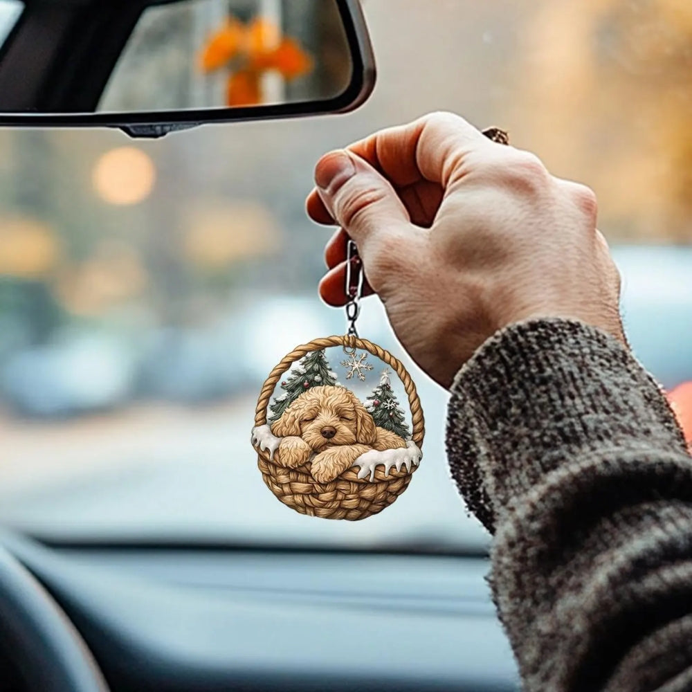 Labradoodle In Mini Basket Ornament - MB039