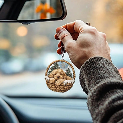 Labradoodle In Mini Basket Ornament - MB039