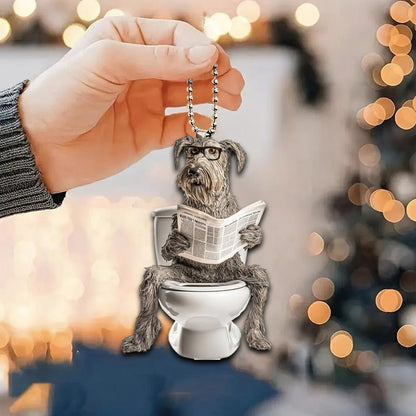 Irish Wolfhound - Dog Sitting On Toilet Ornament  OT039
