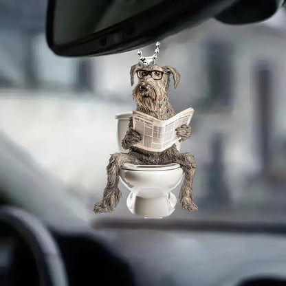 Irish Wolfhound - Dog Sitting On Toilet Ornament  OT039