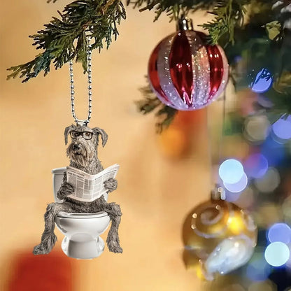 Irish Wolfhound - Dog Sitting On Toilet Ornament  OT039