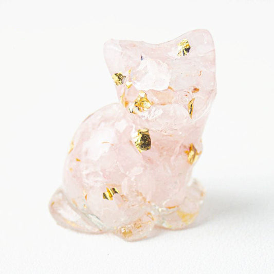 Rose Quartz - Handmade Natural Crystal Gemstone Sitting Cat