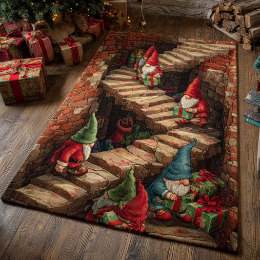 The Christmas Portal - 3D Illusion Area Rug - Gnome Stairs