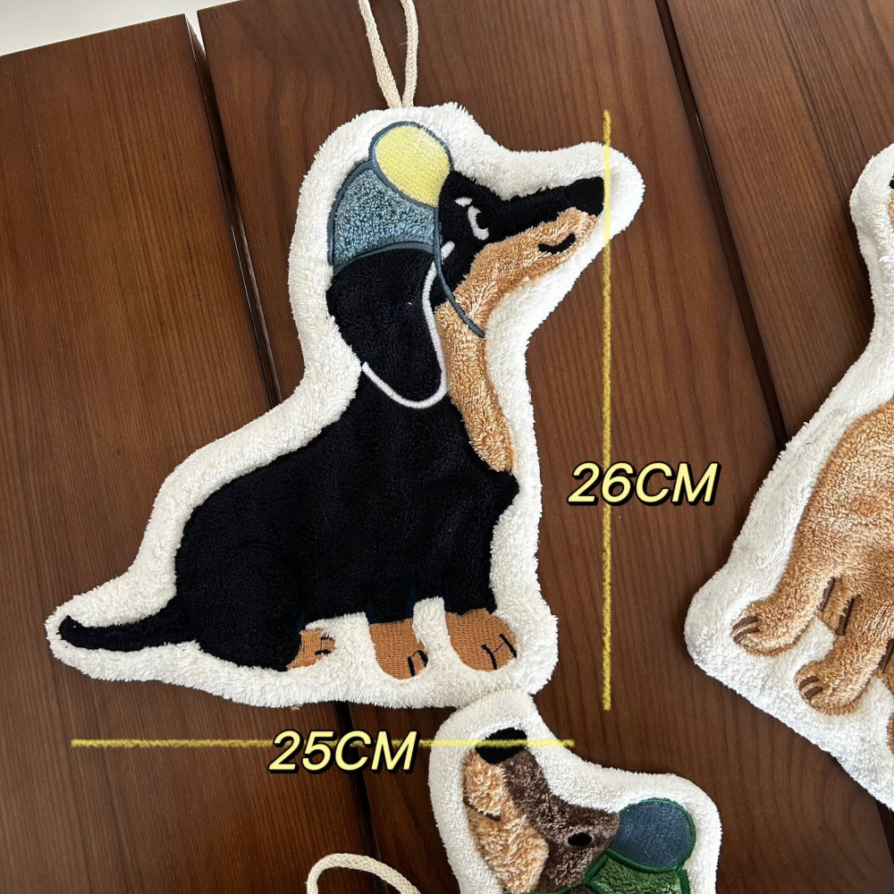 Adorable Dog Hand Towels - Black Dachshund