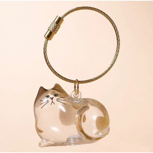 Calico Cat Hair Collector Keychain Charm Memorial Storage Box HC024