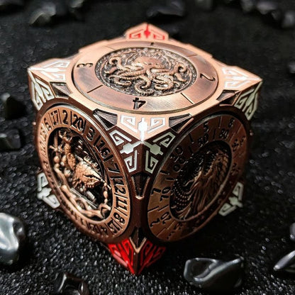 Fidget Spinner Dice: 7-in-1 Metal DND Dice Cube – 6-Sided Rotating Polyhedral Dice