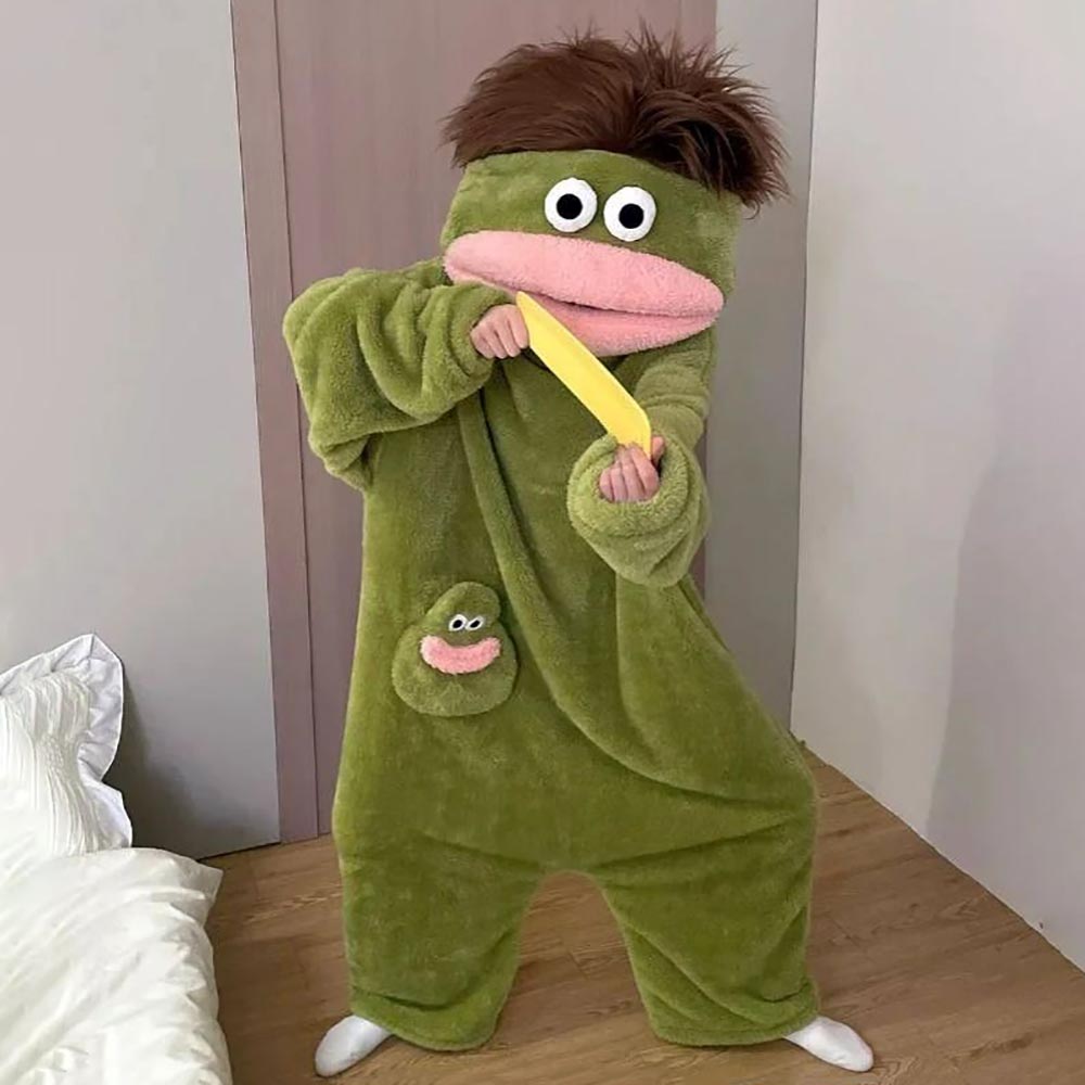 Funny Monster Hooded Fleece Robe for Adults