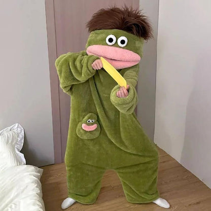 Funny Monster Hooded Fleece Robe for Adults