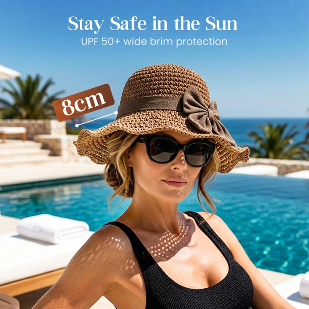 Elegant Woven Straw Sun Hat With Bow